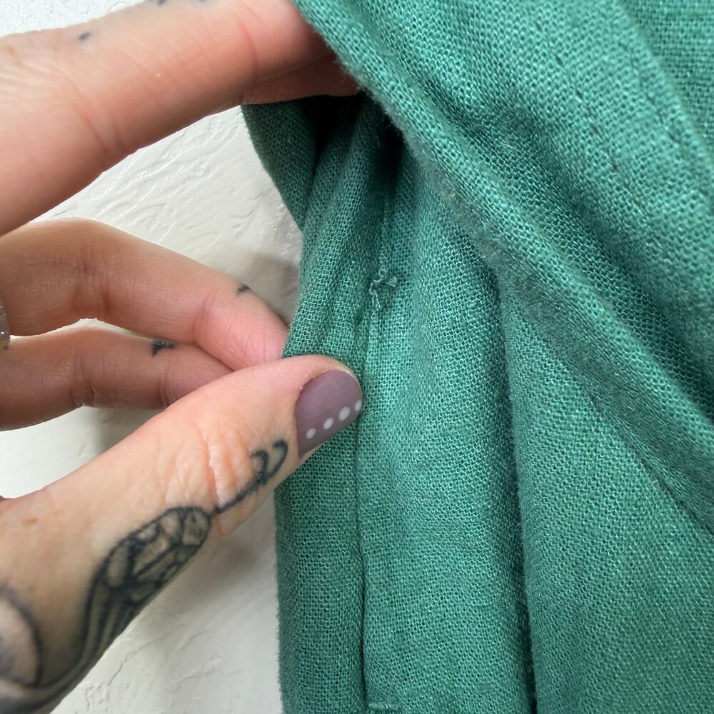 J.Crew Emerald Green Linen Blend Belted Button Front Short Sleeve Shirtdress - Picture 9 of 9